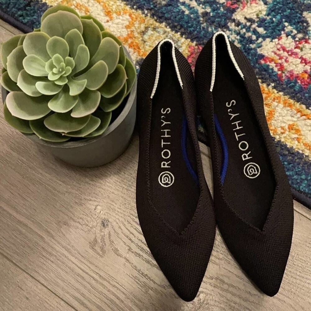 Rothy’s the point point size 12 black retired white halo woman’s flat … - Picture 9 of 9